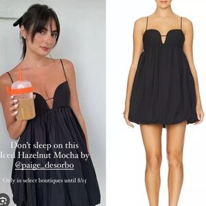 NEW Acler Palermo Sleeveless Sweetheart Bubble-Hem Taffeta Mini Dress - Black